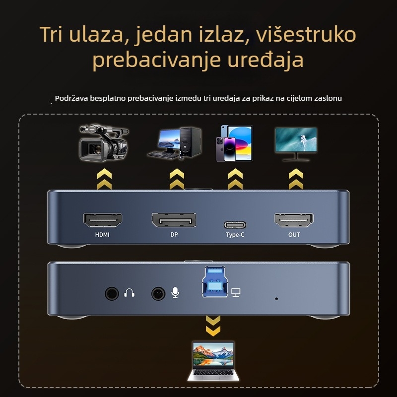 acasis VC-008 Karta za hvatanje videa 4K60 USB – 3-u-1, prebacivanje jednim klikom, kompatibilna sa svim operativnim sustavima