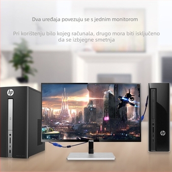 VGA splitter kabel 1x2 za PC za projektor/TV, duljina 1.8 m, bakreni vodnik, niklovani premaz