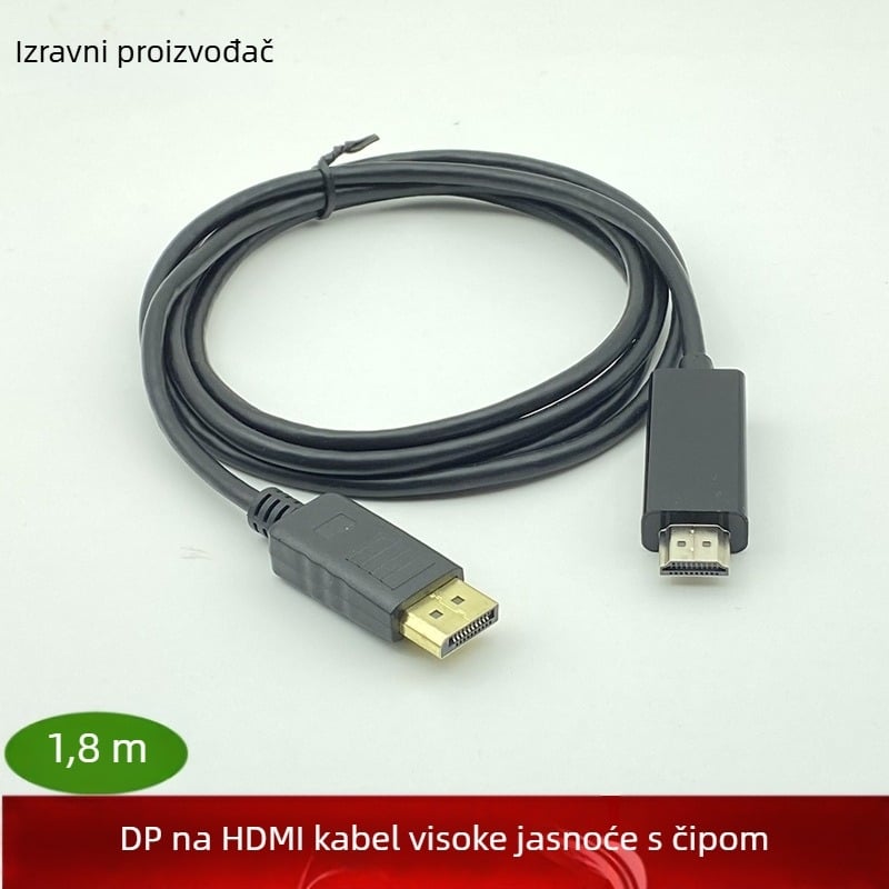 DP na HDMI adapter kabel s čipom, DisplayPort na HDMI, 1,8 m, bakreno jezgro