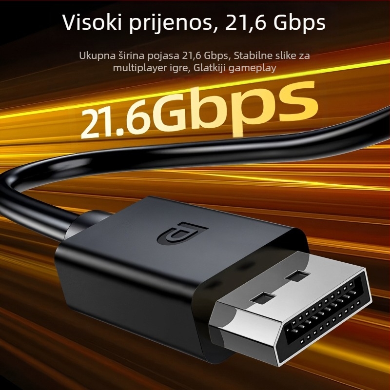DP kabel, DP muški–DP muški, Verzija 1.2, 4K60Hz, jezgro od bakro obloženog čelika