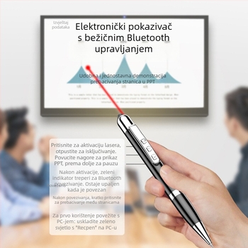 Profesionalni diktafon u obliku pera s HD redukcijom šuma, WAV snimanje, podrška TF kartici, jedan mikrofon, litijeva baterija