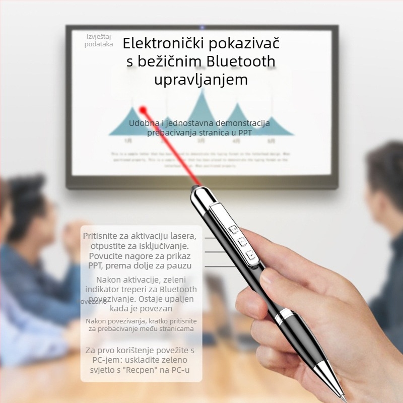 Profesionalni diktafon u obliku pera s HD redukcijom šuma, WAV snimanje, podrška TF kartici, jedan mikrofon, litijeva baterija