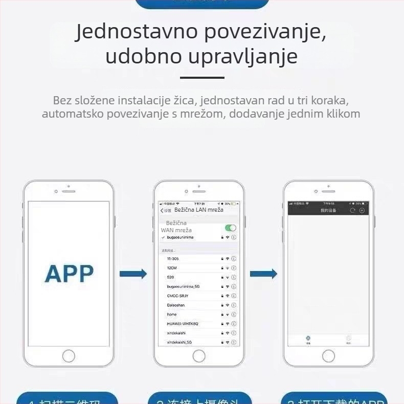 Pametna kamera za nadzor 1080p, objektiv 3.6 mm, domet 10–30 m, upravljanje putem mobilne aplikacije, unutarnja upotreba