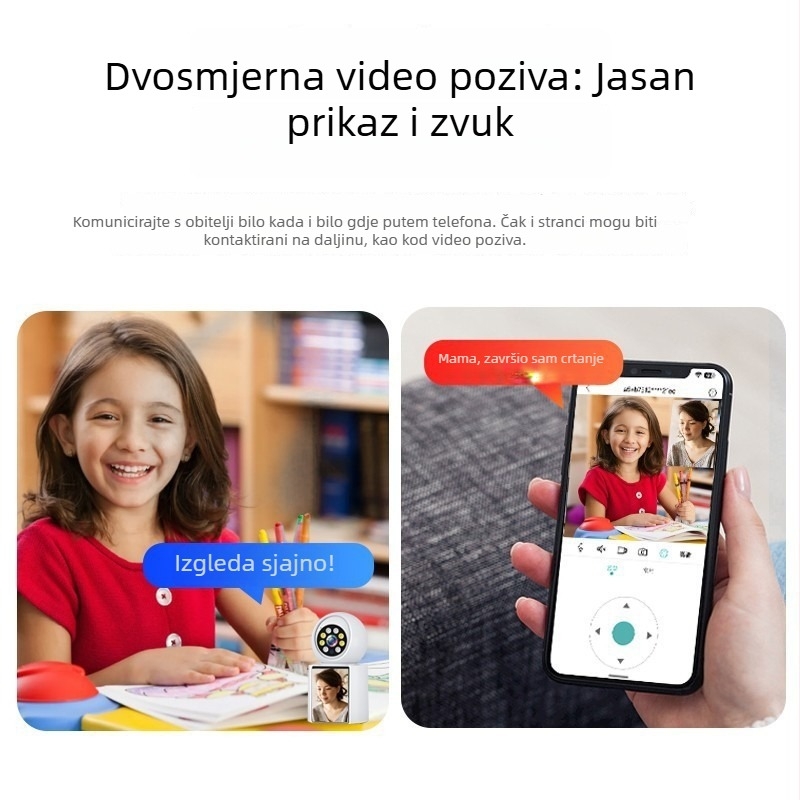 IP kamera za nadzor djece i starijih osoba s kontrolom putem mobilne aplikacije, 720p, domet 10-30 m, noćni vid