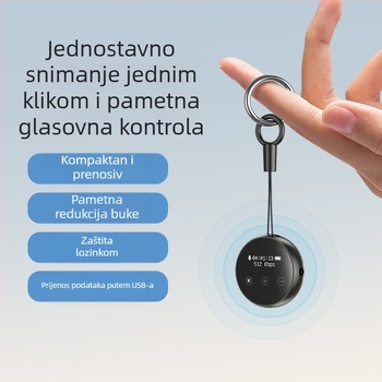 Snimač zvuka s memorijom 8G/32G/64G, HD redukcija šuma, snimanje jednim pritiskom, glasovna kontrola, do 1200 minuta snimanja