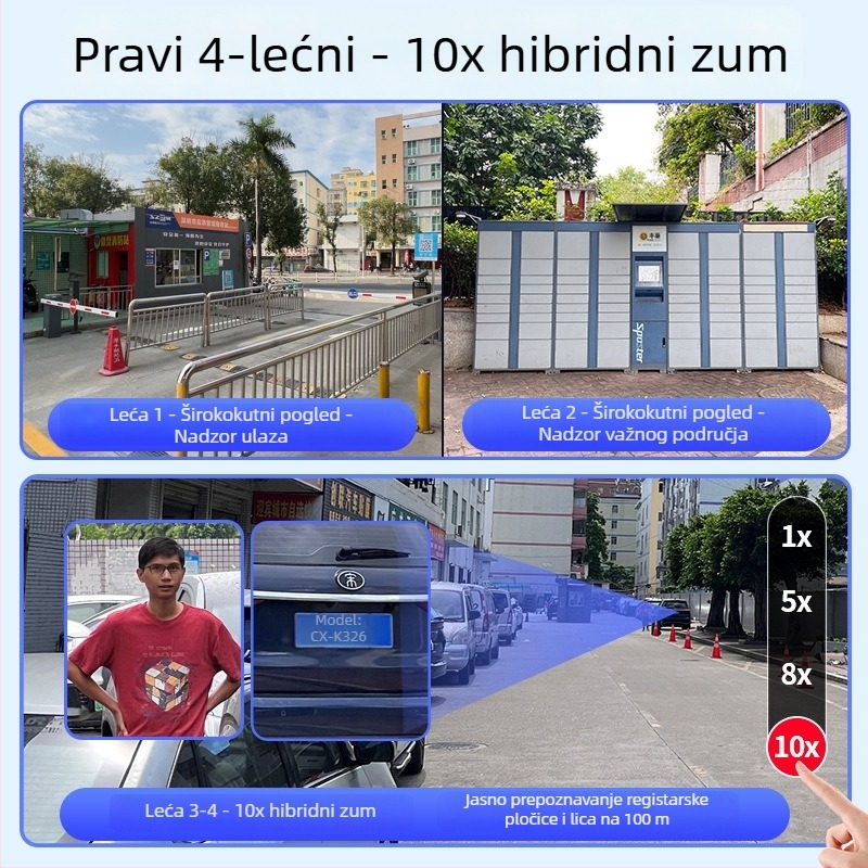 Bežična kamera za nadzor za kuću i vanjsku upotrebu s noćnim vidom i trokanalnim prikazom