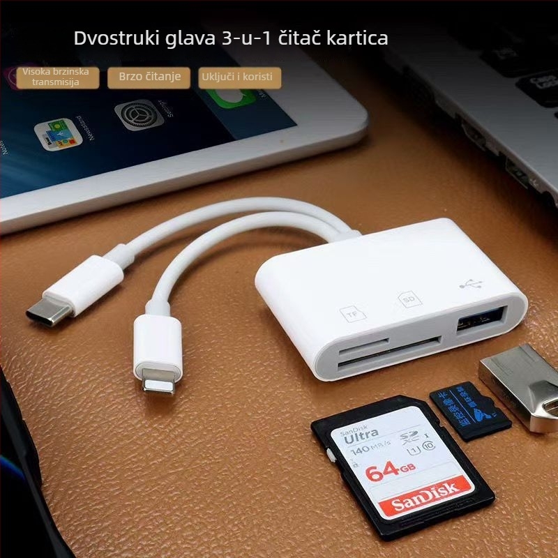 3-u-1 OTG adapter za Apple uređaje sa SD/TF karticama, Type-C sučelje