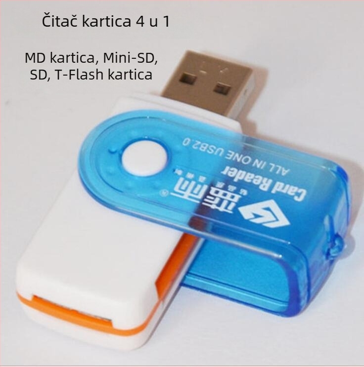Blue Rain Čitač kartica 4-u-1, TF/SD, USB 2.0, vanjska računarska periferija