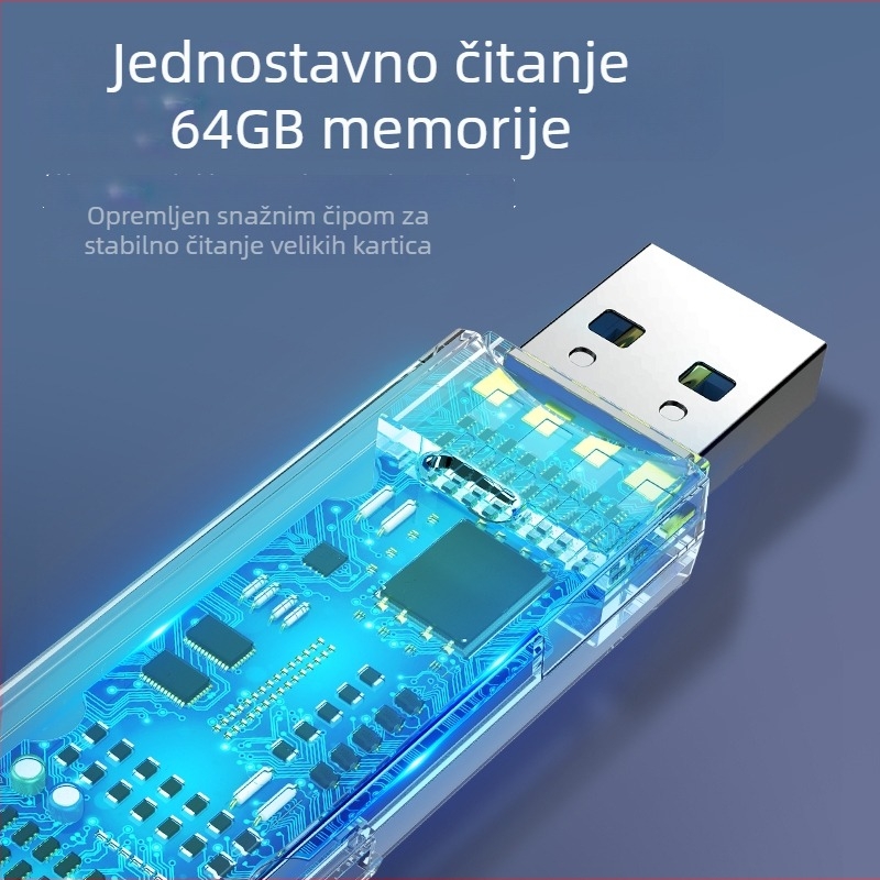 Čitač kartica USB 2.0, vanjska instalacija, podržava CF, MiniSD, SD/SDHC, TF, RS-MMC, MMCmobile, Mini SDHC — OEM dostupan