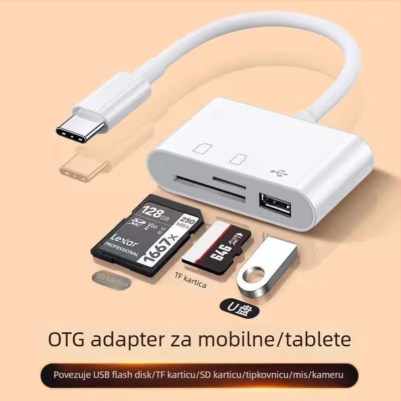 Čitač kartica D04 - Kuxiang USB-C višenamjenski pretvarač SD/TF kartice (Marka: Kuxiang; Model: D04; Sučelje: USB-C; Podrška karticama: SD/TF)