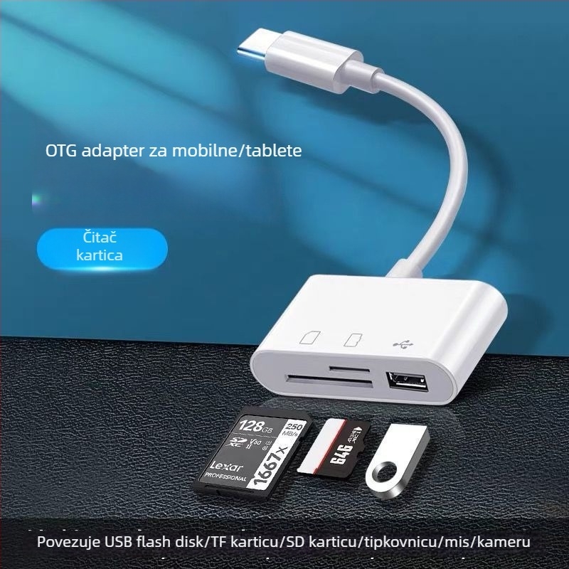 Čitač kartica D04 - Kuxiang USB-C višenamjenski pretvarač SD/TF kartice (Marka: Kuxiang; Model: D04; Sučelje: USB-C; Podrška karticama: SD/TF)
