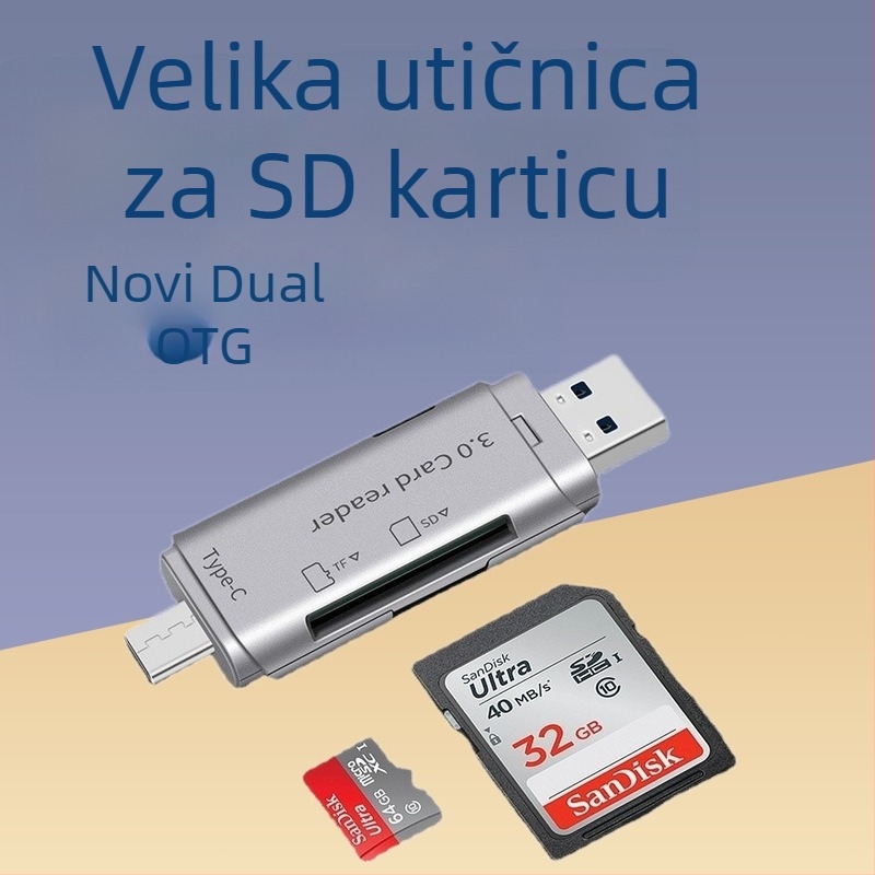 Type-C USB 3.0 čitač kartica – All-in-One SD/TF, OTG, za telefone i računala