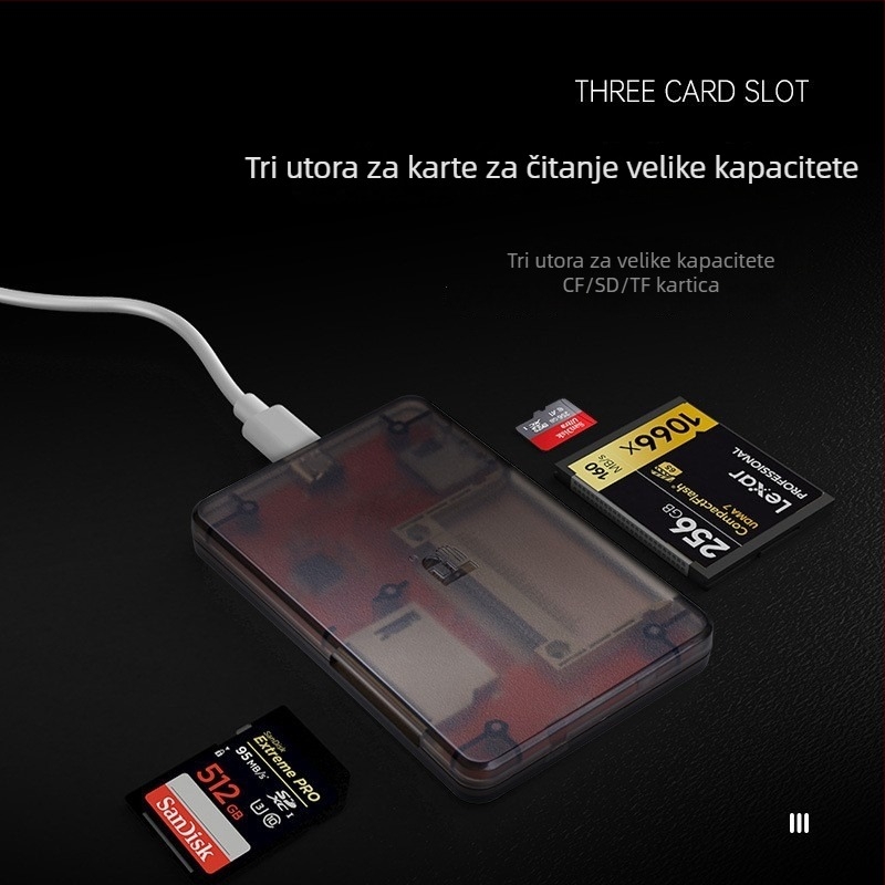 FB-680S USB čitač kartica s podrškom CF/SD/TF, vanjska instalacija, USB 2.0, kompatibilan s Windows XP