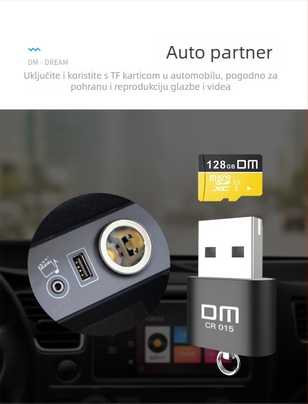 TF čitač kartica USB 2.0, metalni, ugrađen