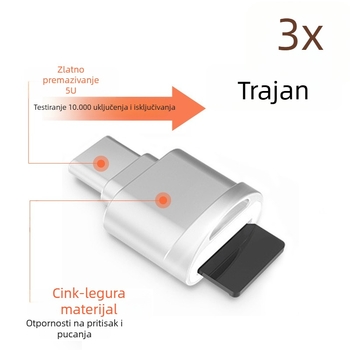 Type-C OTG USB 3.1 TF čitač kartica, vanjski pretvarač za mobilne telefone i tablete, aluminijska legura, dimenzije 23.1×16 mm, Android kompatibilan