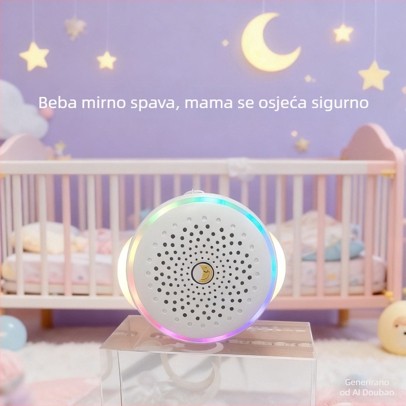 Prijenosni zvučnik bijelog šuma za spavanje, kocka — 60 Hz–15 kHz, SNR ≥60 dB, 1 W, USB napajanje, ugrađena baterija 300–500 mAh