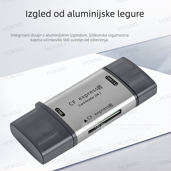 CFexpress Type A čitač kartica 2-u-1 – USB 3.2 10Gbps Type-C, podrška CF karticama, aluminijsko kućište