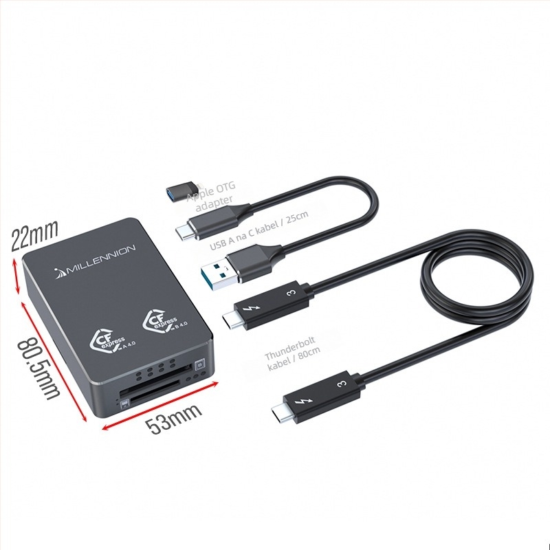USB4 dvostruki čitač kartica CFA i CFB, USB-C sučelje 40Gbps, aluminijsko kućište, model 9338