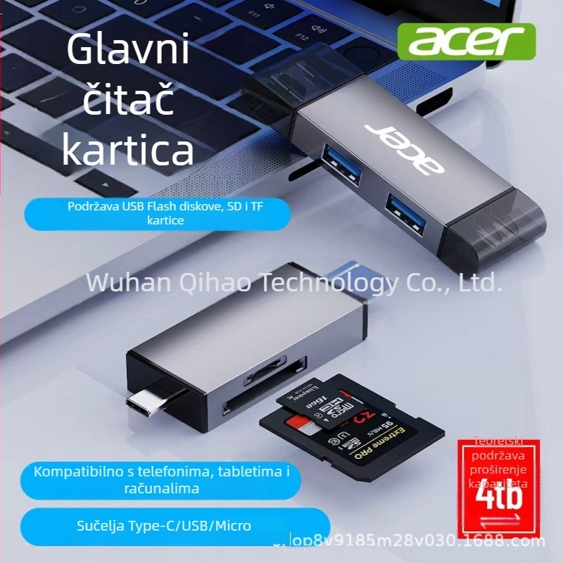 Acer USB 3.0 čitač kartica Type-C SD/TF OTG za tablete, telefone i kamere