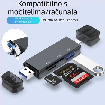 USB 3.0 čitač kartica SDHC/TF – vanjsko aluminijsko kućište, OTG, za Android telefone i računala (Model Ltc0069)