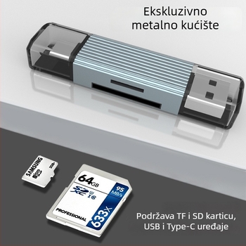 LMD-CR002 USB 2.0 aluminijski mini čitač kartica za SD/TF (vanjska instalacija) — niklano sučelje