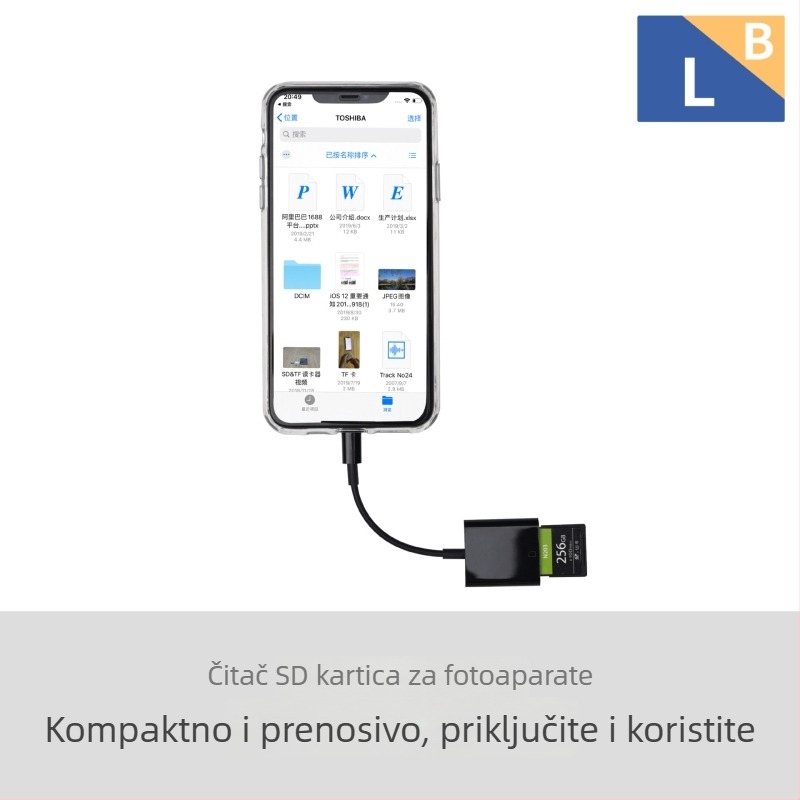 OTG čitač SD kartica za iPhone i iPad s Lightning priključkom, podrška SD/SDHC, kompatibilno s iOS