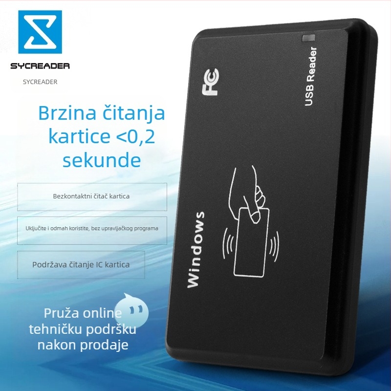 Bezkontaktni RFID čitač kartica R20C — 13,56 MHz, MF S50/S70, 14443A, domet čitanja 0–80 mm, 4K memorija, sustav pristupa