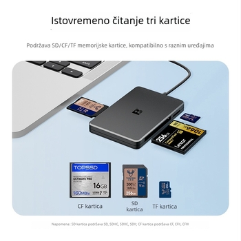 FB-680CA USB 2.0 čitač kartica CF/SD/TF – vanjski, Windows 7 kompatibilnost, 1 godina garancije