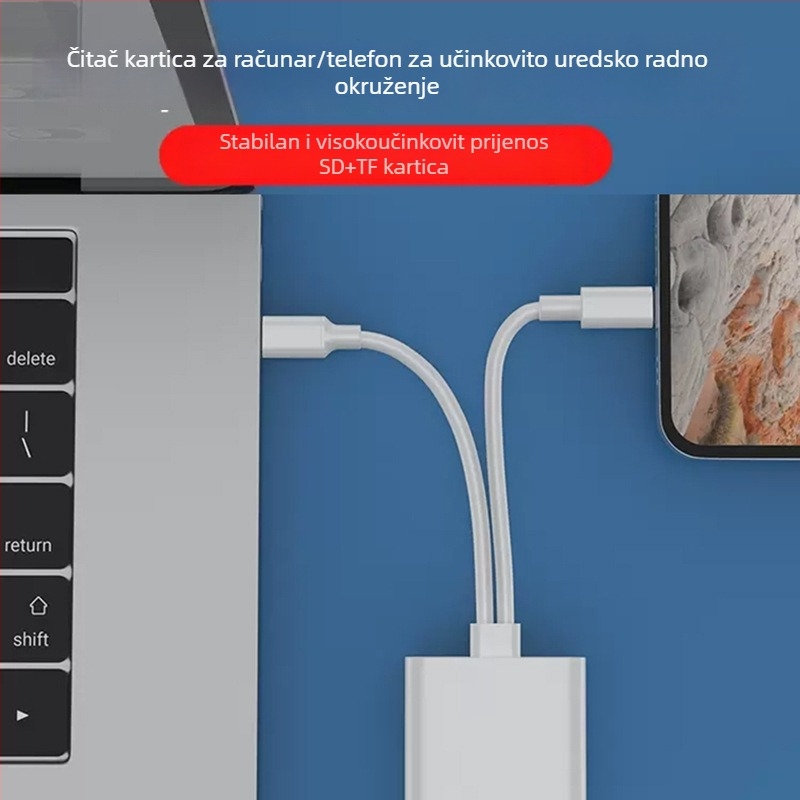 LMD-CR001 USB 2.0 SD/TF kartični čitač, vanjski, za mobilne uređaje, 1-godišnje jamstvo
