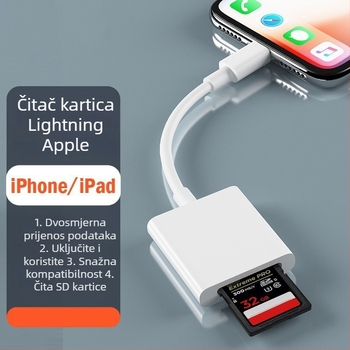 SD čitač kartica za Apple Lightning i USB-C uređaje, Yinhe BL-006, kompatibilan s iPadom, iPhoneom, Android telefonima i računalima