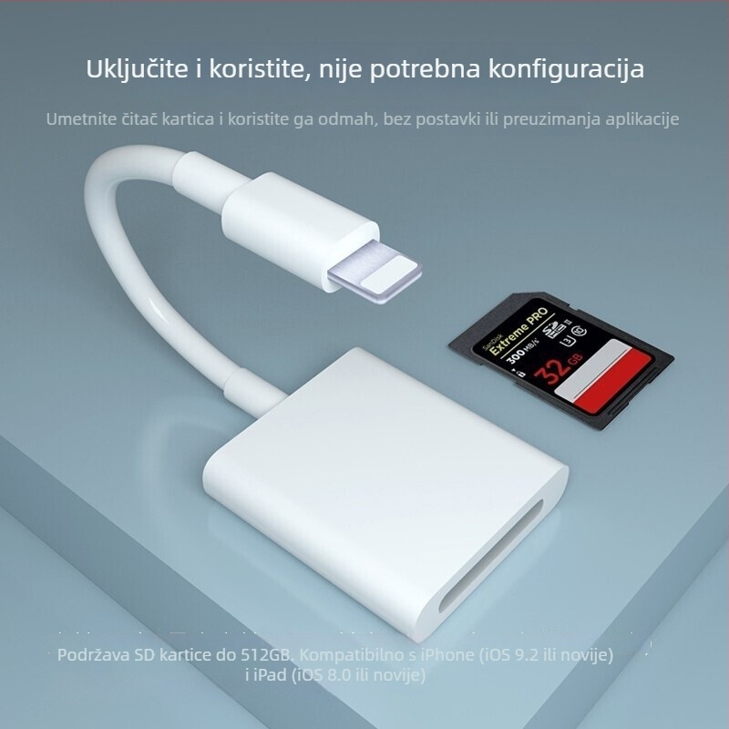 SD čitač kartica za Apple Lightning i USB-C uređaje, Yinhe BL-006, kompatibilan s iPadom, iPhoneom, Android telefonima i računalima