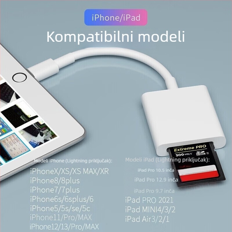 SD čitač kartica za Apple Lightning i USB-C uređaje, Yinhe BL-006, kompatibilan s iPadom, iPhoneom, Android telefonima i računalima