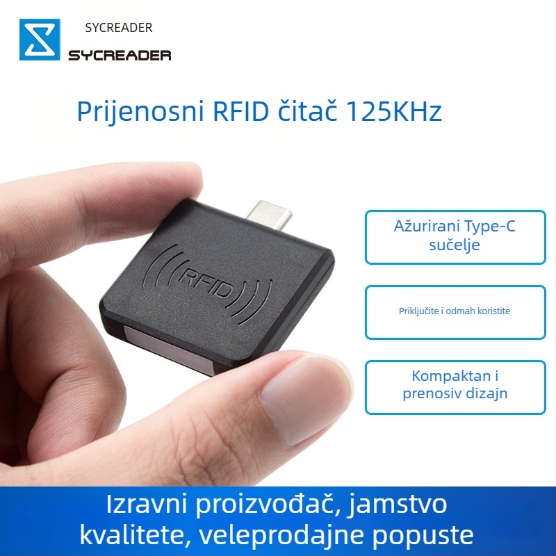 Bezkontaktni RFID čitač kartica za pristup, model R65D, 125 kHz, domet čitanja 0–8 cm, 4K pohrana kartica, kompatibilan s TK4001/EM4100