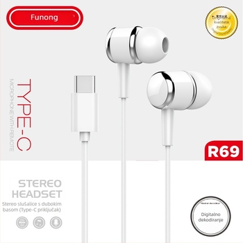 Vernon R68 Type-C žične in-ear slušalice, dinamički pogon, osjetljivost 105 dB, kompatibilno s iOS