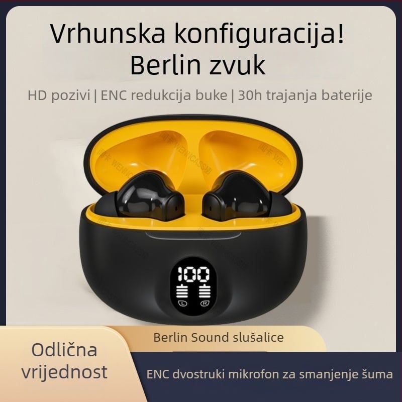 Bežične slušalice s aktivnom redukcijom šuma – In-ear dizajn, dvostruki stereo zvuk, domet 10 m, Bluetooth 4.0, trajanje baterije 0–4 h