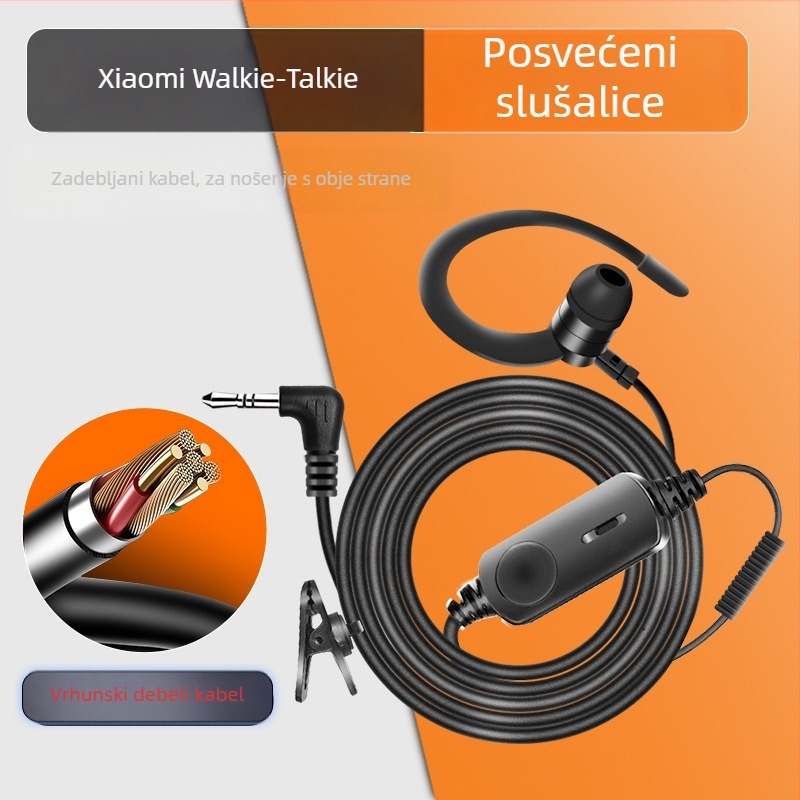 Walkie-Talkie in-ear slušalica – Xiaomi MIUI žičana, nošenje na uho, L-oblike priključak