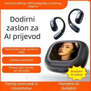 AI pametno Bluetooth slušalica za simultani prijevod s udubljenim uhom, snimanje i transkript, Android/iOS, Bluetooth 5.4, 400mAh, 45g, dodirno i gumb upravljanje, model 2025