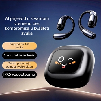 AI pametno Bluetooth slušalica za simultani prijevod s udubljenim uhom, snimanje i transkript, Android/iOS, Bluetooth 5.4, 400mAh, 45g, dodirno i gumb upravljanje, model 2025