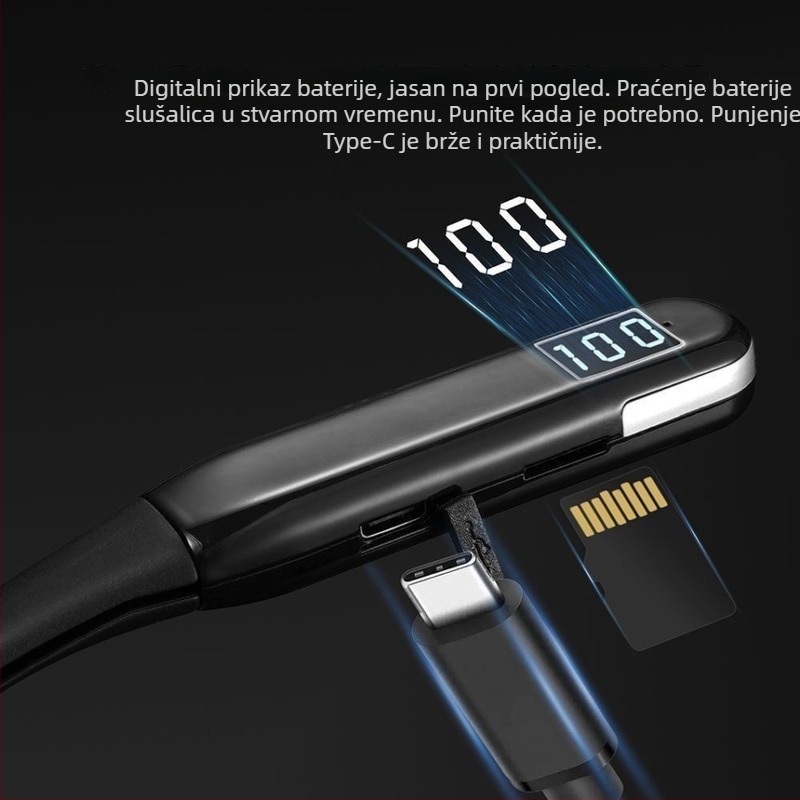 Bluetooth bežične sportske slušalice s vratnim trakom, duga baterija i stereo zvuk