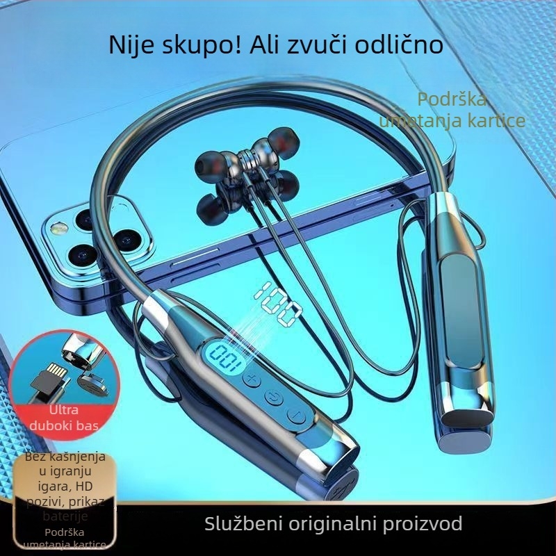Bežične slušalice za vrat – dugo trajanje baterije, stereo zvuk, Bluetooth 5.0, digitalni zaslon, glasovna kontrola