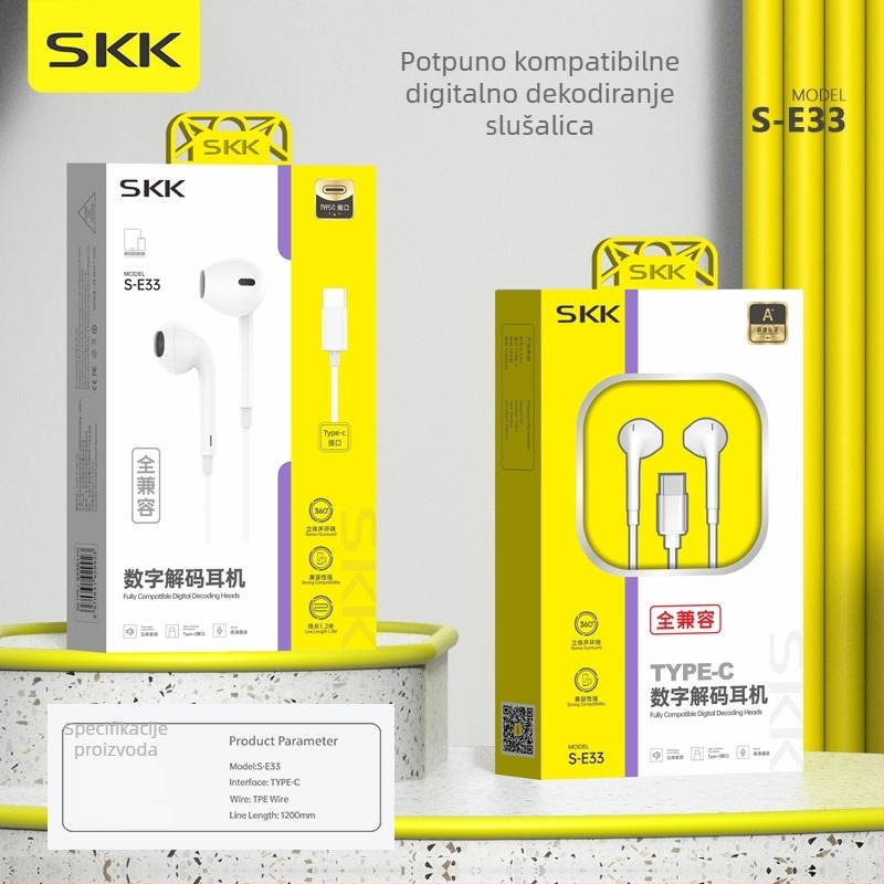 Žične in-ear slušalice USB-C s mikrofonom, Hi-Fi zvuk, OEM obrada, IP suradnja