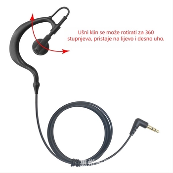 Slušalice s kukicom za uho, žične s mikrofono — 3,5 mm priključak, 20–20000 Hz, impedancija 32 Ω, rotacija 360°