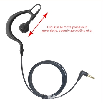 Slušalice s kukicom za uho, žične s mikrofono — 3,5 mm priključak, 20–20000 Hz, impedancija 32 Ω, rotacija 360°