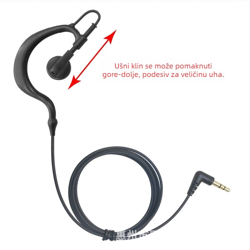 Slušalice s kukicom za uho, žične s mikrofono — 3,5 mm priključak, 20–20000 Hz, impedancija 32 Ω, rotacija 360°
