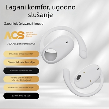 Cyboris bežične Bluetooth slušalice s kuka za uho, zvuk kroz zračnu vodljivost (air conduction), za sport, domet 10 m, IPX5, BT 5.3, preko 8 sati baterije