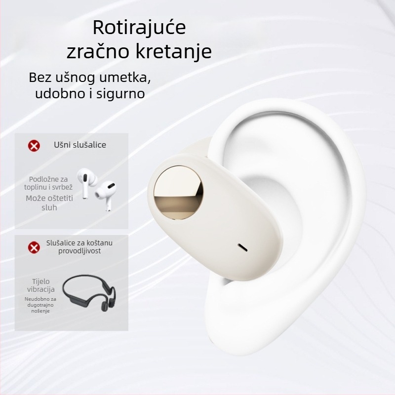 Cyboris bežične Bluetooth slušalice s kuka za uho, zvuk kroz zračnu vodljivost (air conduction), za sport, domet 10 m, IPX5, BT 5.3, preko 8 sati baterije