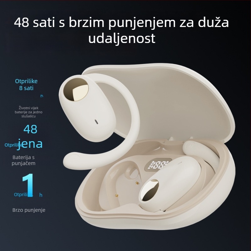 Cyboris bežične Bluetooth slušalice s kuka za uho, zvuk kroz zračnu vodljivost (air conduction), za sport, domet 10 m, IPX5, BT 5.3, preko 8 sati baterije
