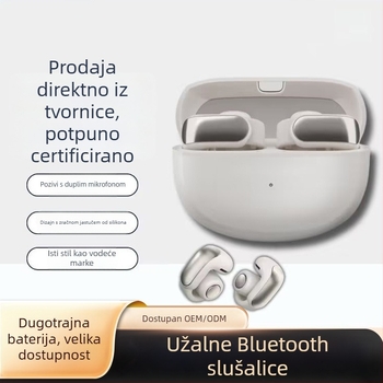 Bluetooth slušalice s ušnim klipom i Spatial Audio, CVC dvostruki mikrofon za razgovore, Bluetooth 5.3, IPX4, trajanje baterije 4–8 sati