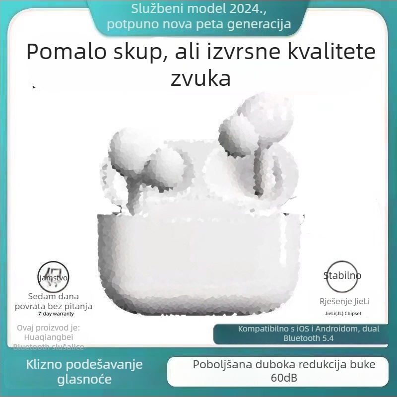Bluetooth bežične sportske slušalice u uho – aktivno uklanjanje šuma, IPX7 vodootporne, Bluetooth 5.4, trajanje baterije 4–8 h, bežično punjenje