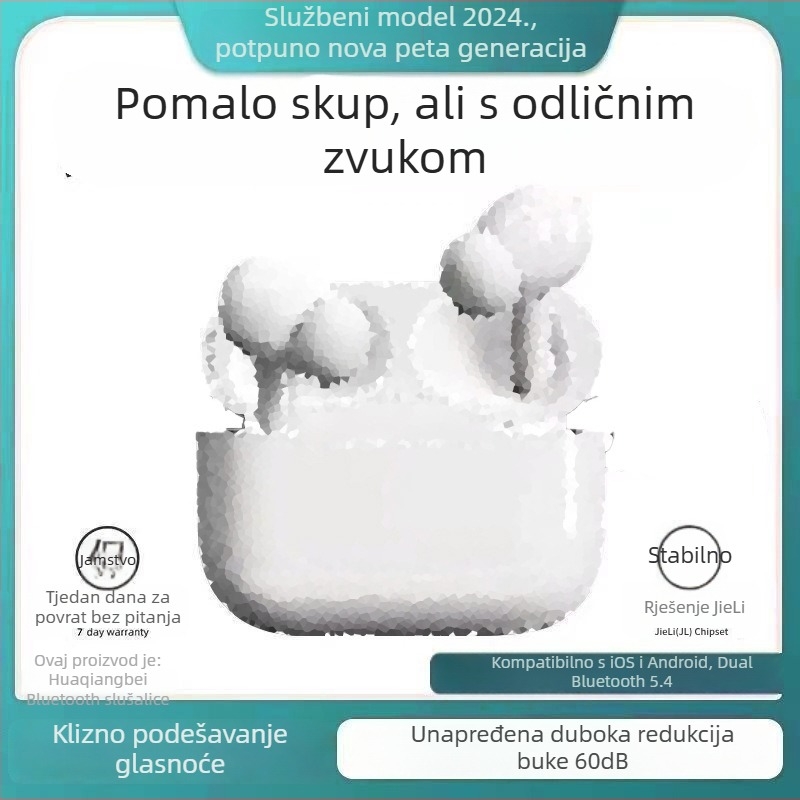 Bežične Bluetooth slušalice u uho s aktivnom uklanjanju šuma, BT 5.4, IPX7, bežično punjenje, 4-8 h trajanje baterije — sportski trkački model